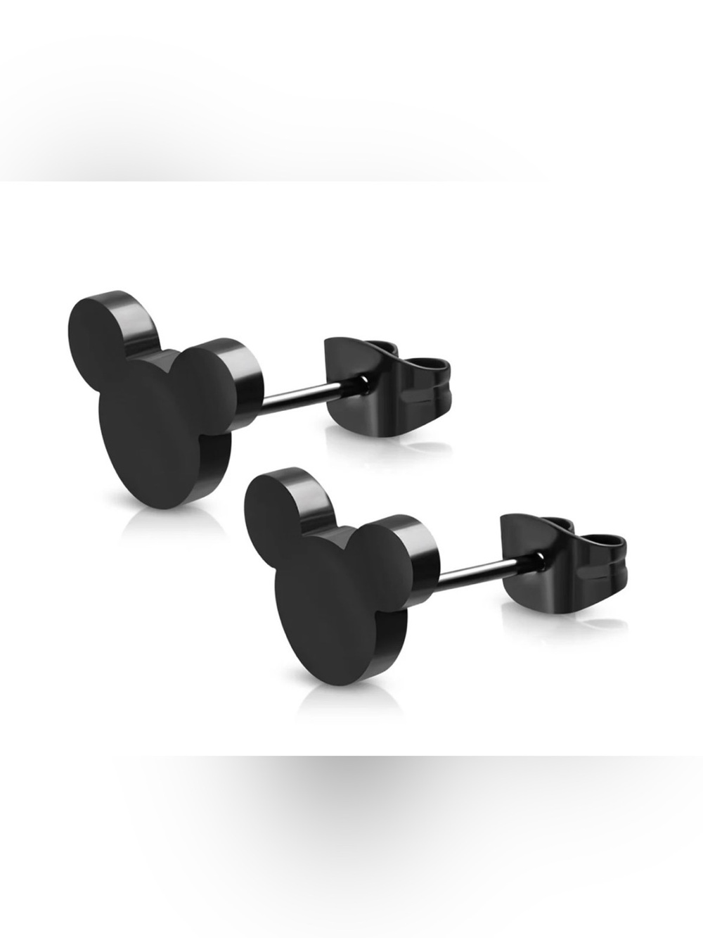 Black Stainless Steel Tiny Mouse Stud Earrings